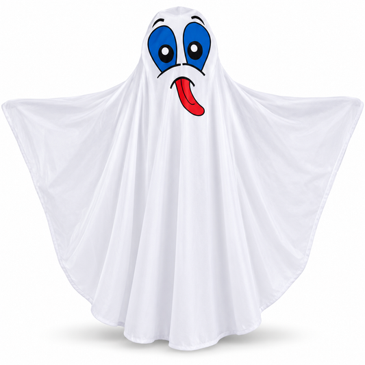 White Ghost Poncho for Kids Theme Party