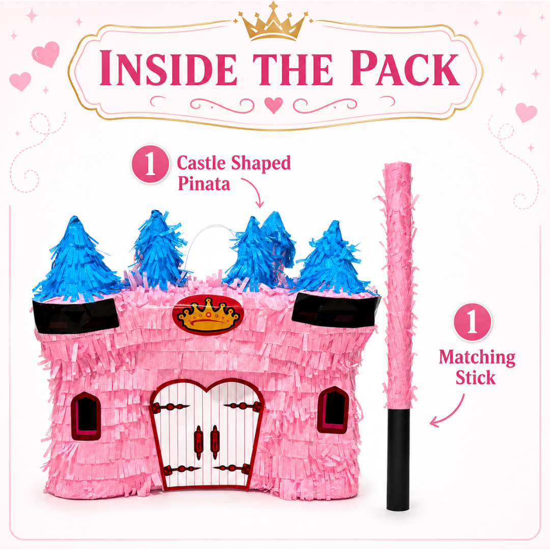 3D Castle Shaped Pink Princess Cake Pinata