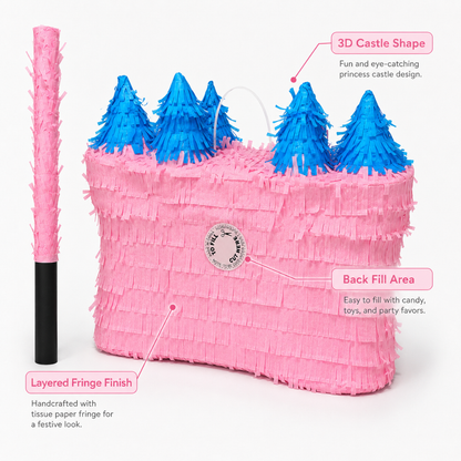 3D Castle Shaped Pink Princess Cake Pinata