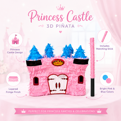 3D Castle Shaped Pink Princess Cake Pinata