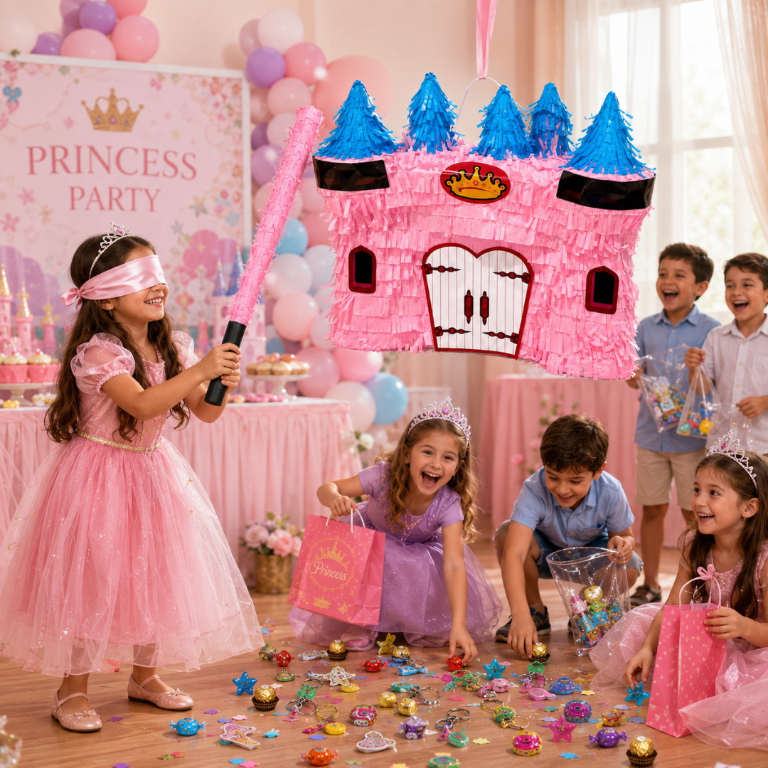 3D Castle Shaped Pink Princess Cake Pinata
