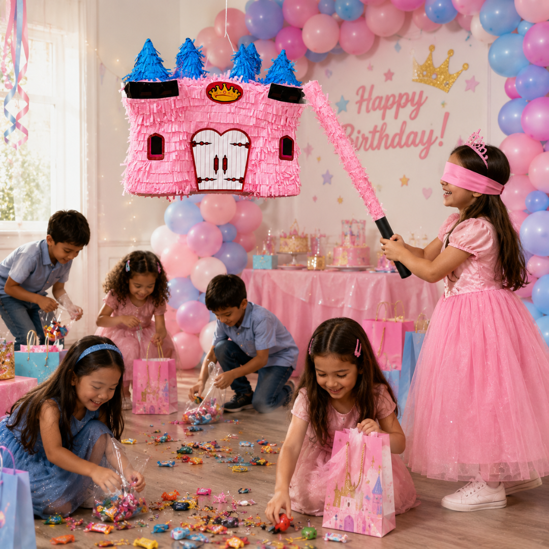 3D Castle Shaped Pink Princess Cake Pinata
