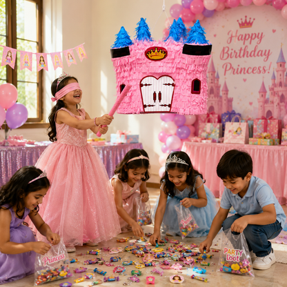 3D Castle Shaped Pink Princess Cake Pinata