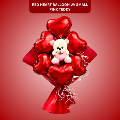 Red Heart Teddy Foil Balloon Bouquet | Pre Filled & Delivered Inflated | Anniversary or Surprise Gift Bouquet