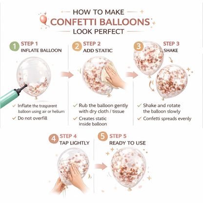 Happy Birthday Rose Gold Balloons and Rose Gold Confetti Balloons Combo Set - 22PC