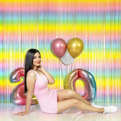 Rainbow Pastel Color Foil Curtain - 7FT x 3FT - 1PC