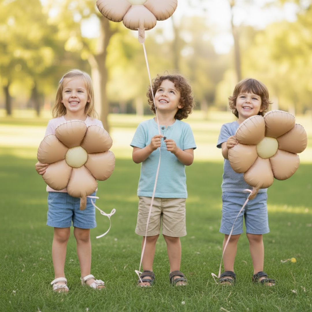 Chocolate Brown Flower Shaped Balloon - Air Filled - 24 inches - 1PC