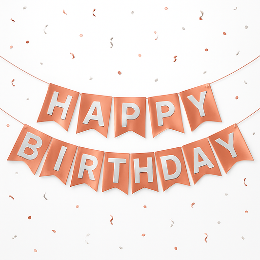 Metallic Rose Gold Happy Birthday Banner - 1PC