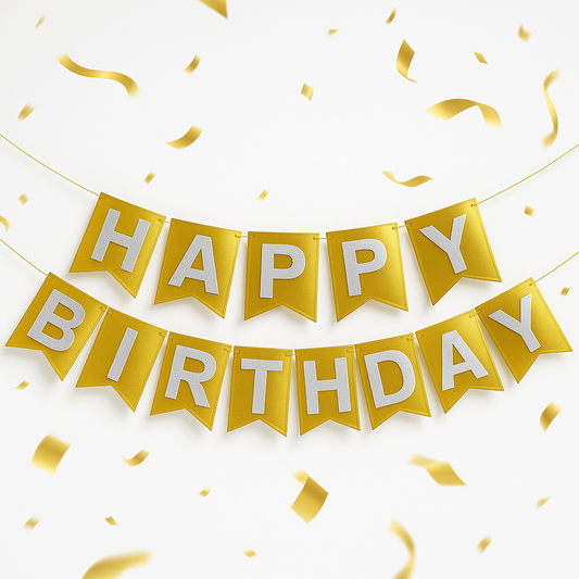 Metallic Gold Happy Birthday Banner - 1PC