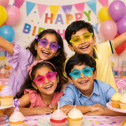 Star Shaped Multicolor Rimless Sunglases for Kids & Adults - 6PC