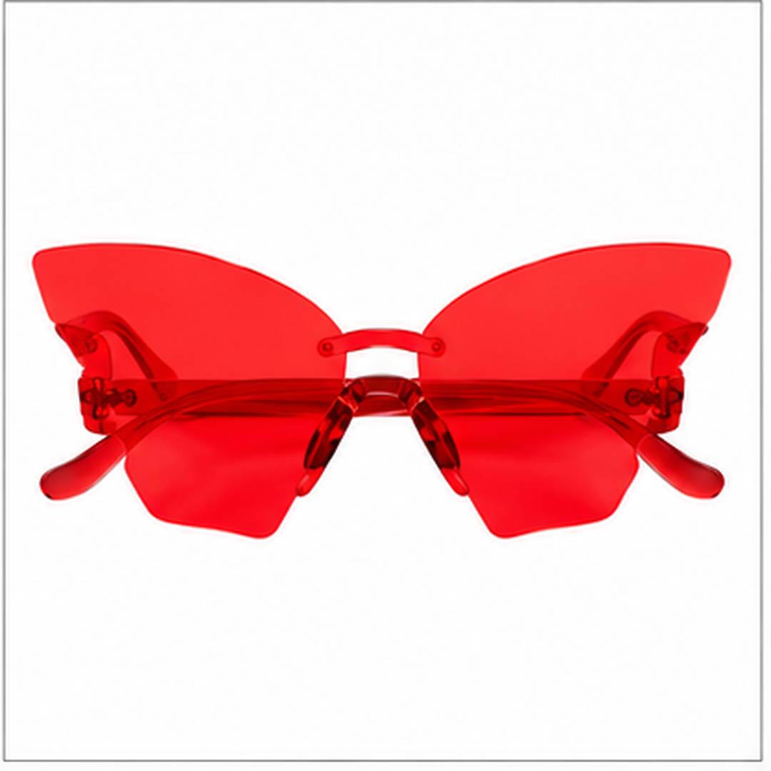 Butterfly Themed Multicolor Rimless Sunglases for Kids & Adults - 4PC