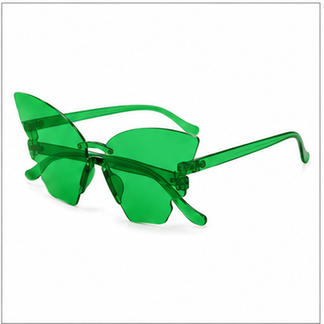 Butterfly Themed Multicolor Rimless Sunglases for Kids & Adults - 4PC