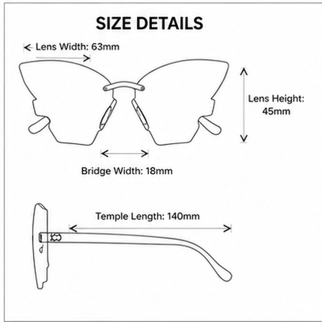 Butterfly Themed Multicolor Rimless Sunglases for Kids & Adults - 4PC