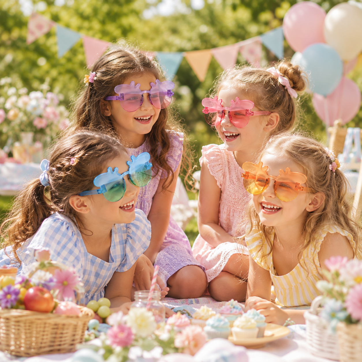 Peppa Pig Themed Multicolor Rimless Sunglasses for Kids - 6PC