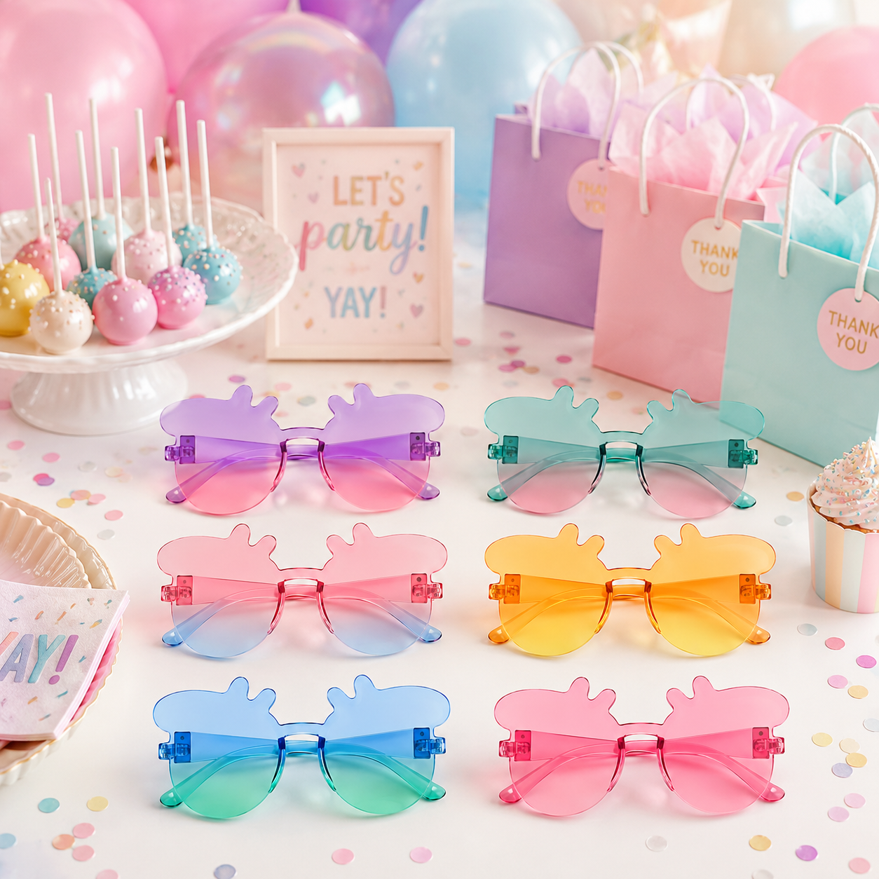 Peppa Pig Themed Multicolor Rimless Sunglasses for Kids - 6PC