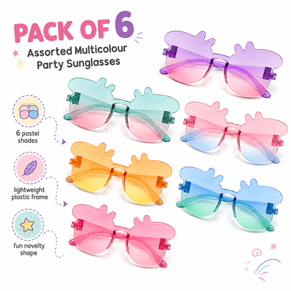 Peppa Pig Themed Multicolor Rimless Sunglasses for Kids - 6PC