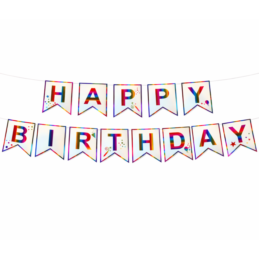 Happy Birthday Rainbow Flag Banner - Multicolor Party Decor | Wanna Party - Image 2