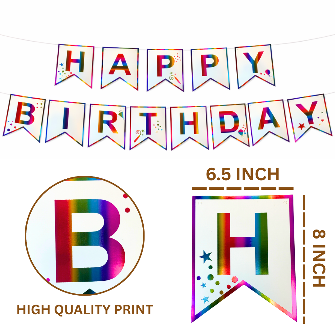 Happy Birthday Rainbow Flag Banner - Multicolor Party Decor | Wanna Party - Image 7