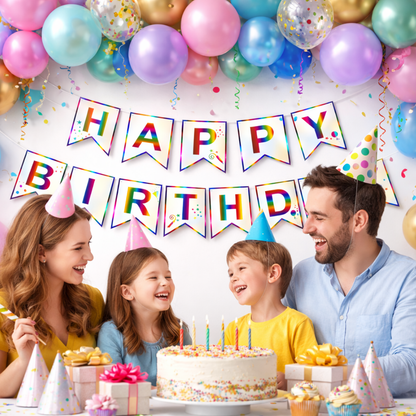 Happy Birthday Rainbow Flag Banner - Multicolor Party Decor | Wanna Party - Image 6