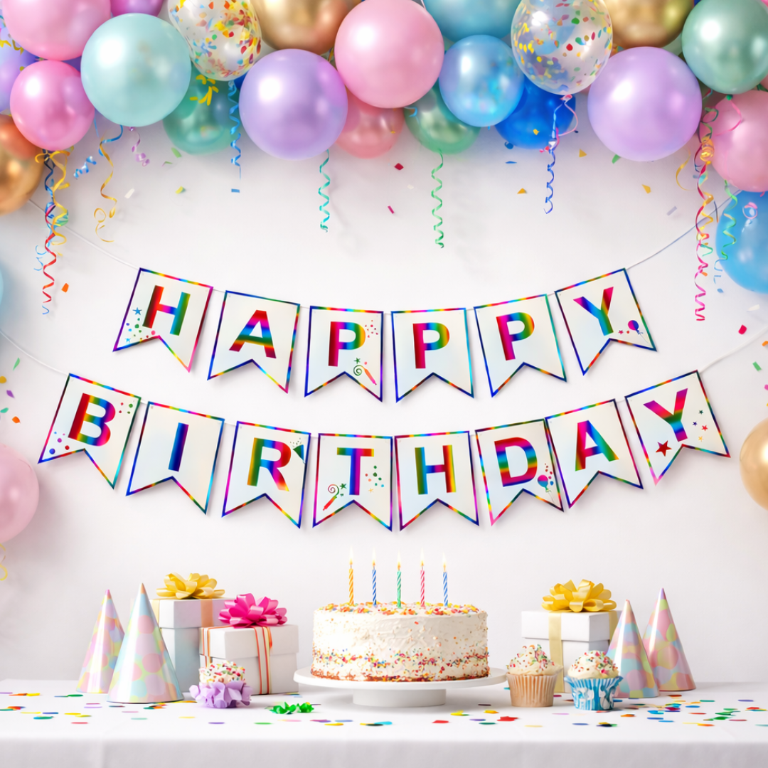 Happy Birthday Rainbow Flag Banner - Multicolor Party Decor | Wanna Party - Image 4