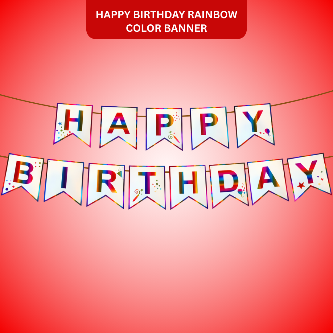 Happy Birthday Rainbow Flag Banner - Multicolor Party Decor | Wanna Party - Image 1
