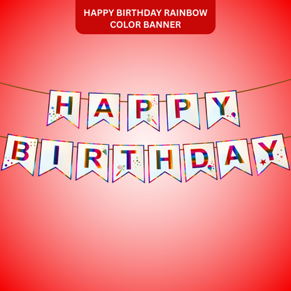 Happy Birthday Rainbow Flag Banner - Multicolor Party Decor | Wanna Party - Image 1