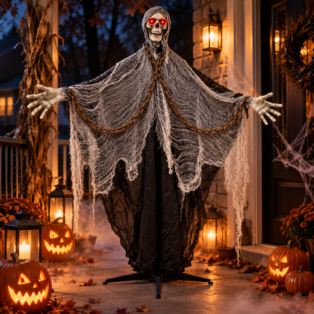 Standing Skeleton 6FT with LED Eyes Sound - Halloween Decor | Wanna Party