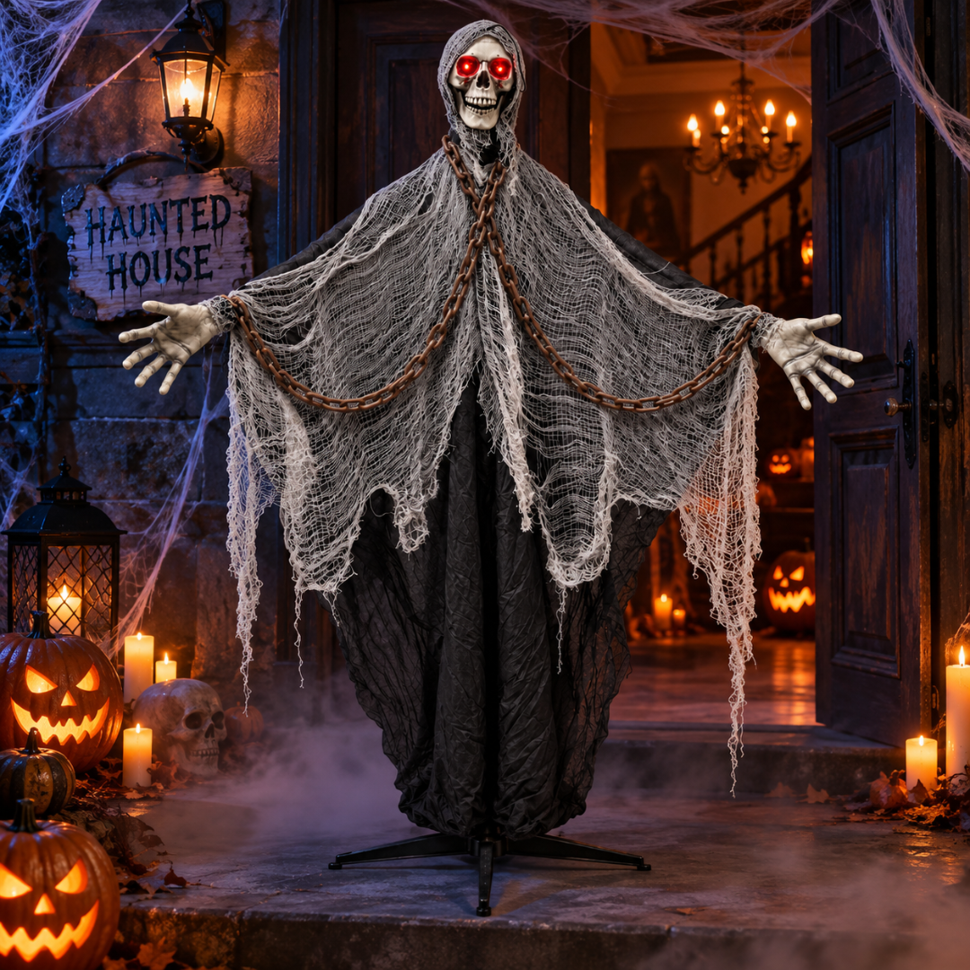 Standing Skeleton 6FT with LED Eyes Sound - Halloween Decor | Wanna Party