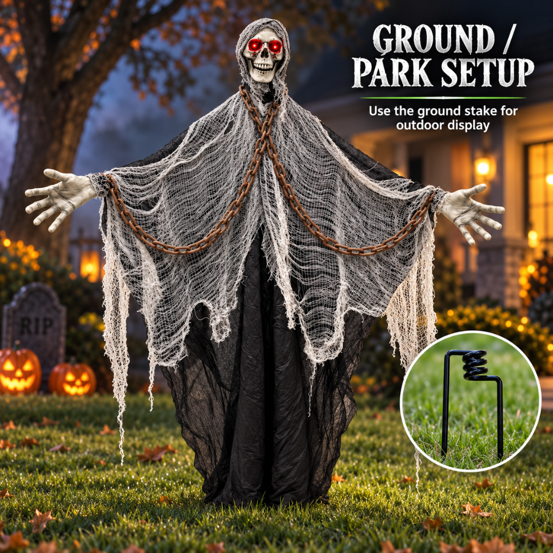 Standing Skeleton 6FT with LED Eyes Sound - Halloween Decor | Wanna Party