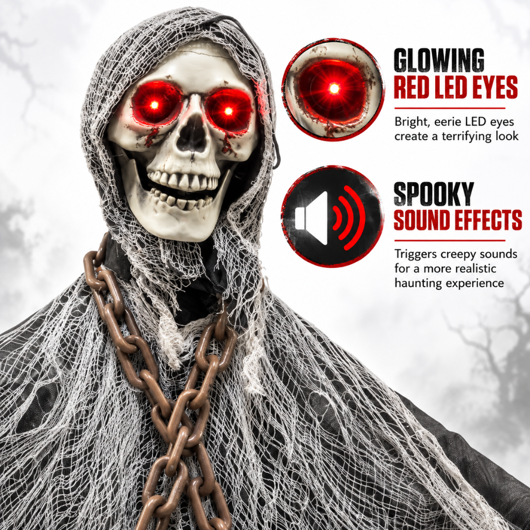 Standing Skeleton 6FT with LED Eyes Sound - Halloween Decor | Wanna Party