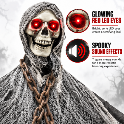 Standing Skeleton 6FT with LED Eyes Sound - Halloween Decor | Wanna Party