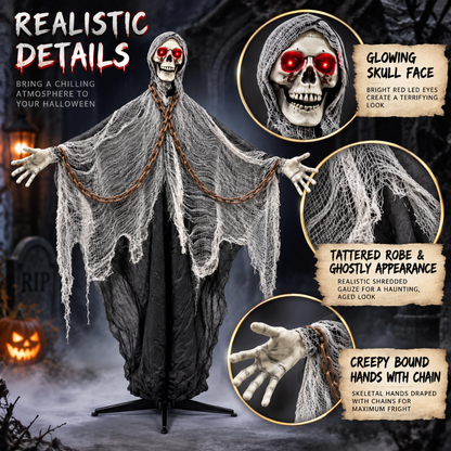 Standing Skeleton 6FT with LED Eyes Sound - Halloween Decor | Wanna Party