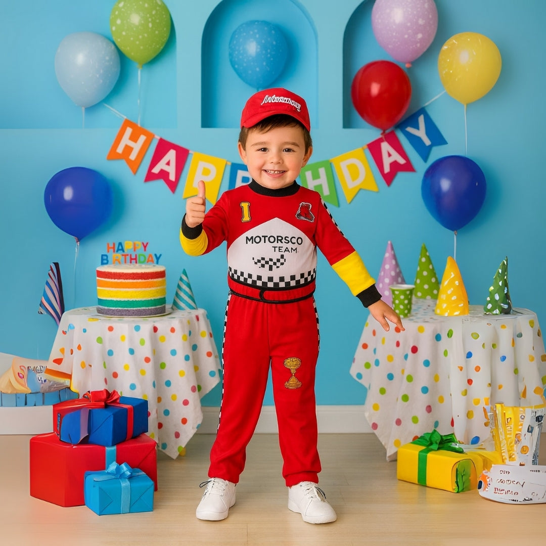Formula One Car Racing Kids JumpSuit Costume with Cap