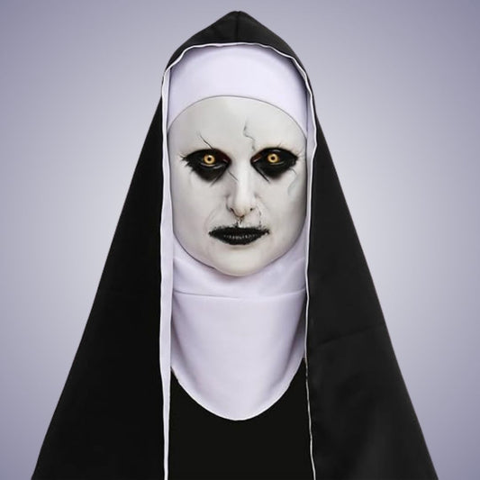 Conjuring Nun White Latex Mask with Black Scarf - 1PC