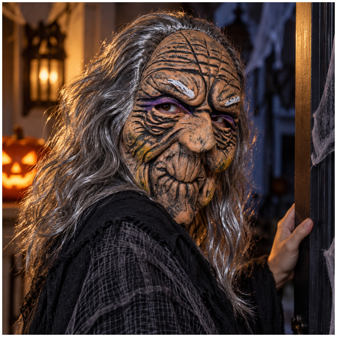 Realistic Old Woman Latex Halloween Mask  - 1PC