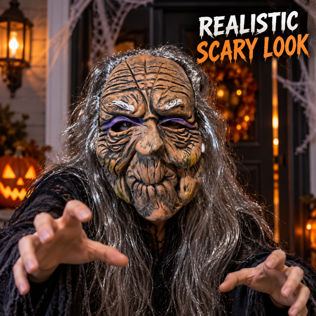 Realistic Old Woman Latex Halloween Mask  - 1PC