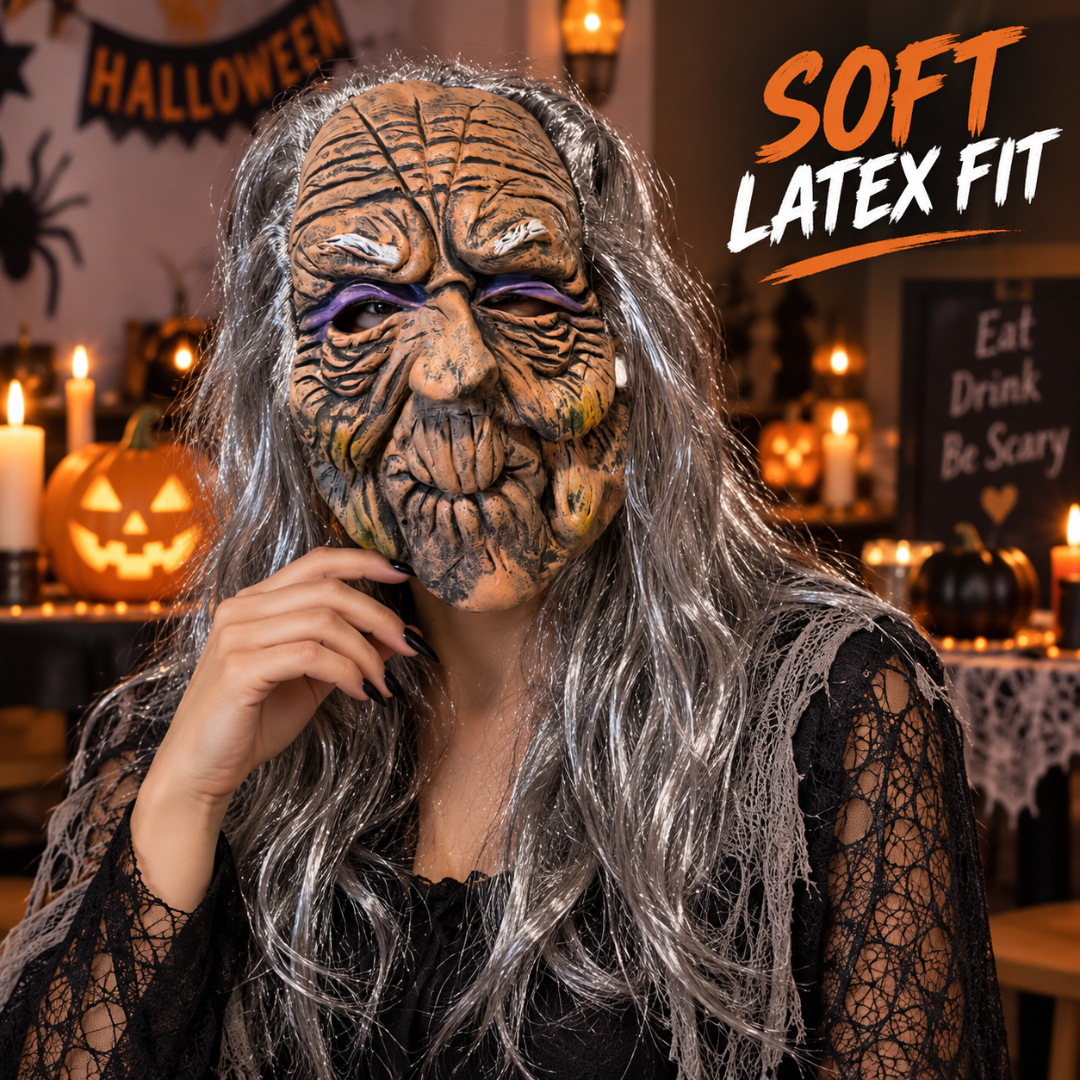 Realistic Old Woman Latex Halloween Mask  - 1PC