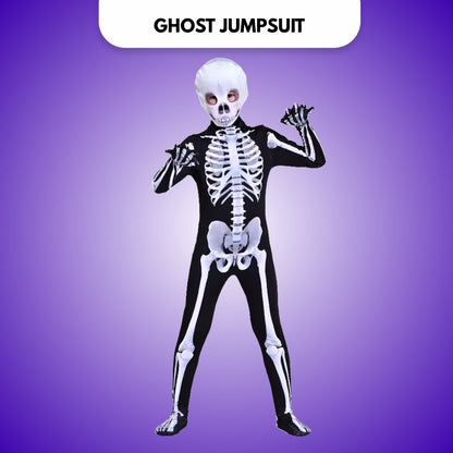 Halloween Ghost Jumpsuit with Mask with Both Side Print - Size S - Age 3 to 5 Years