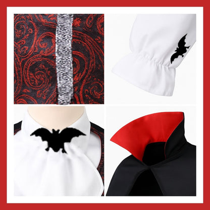Scary Vampire Costume w/ Neck Choker, Vest, Pants & Cape for Kids - Size L - Age 7 to 9 Years
