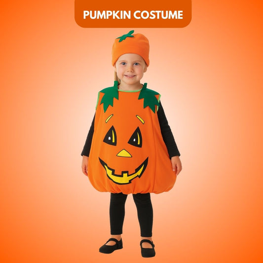 Pumpkin Costume with Hat Unisex -  Size S - Age 2 to 4 Years
