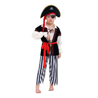 Smart Pirate Costume with Vest, Pants, Waist Belt, Hat & Eye Patch - Size L - Age 7 to 9 Years
