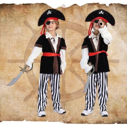 Smart Pirate Costume with Vest, Pants, Waist Belt, Hat & Eye Patch - Size L - Age 7 to 9 Years