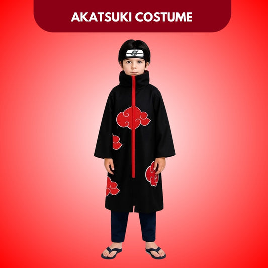 Uchiha Itachi Akatsuki Anime Costume - Large - Set Of 2PC - Age 7 to 9 Years