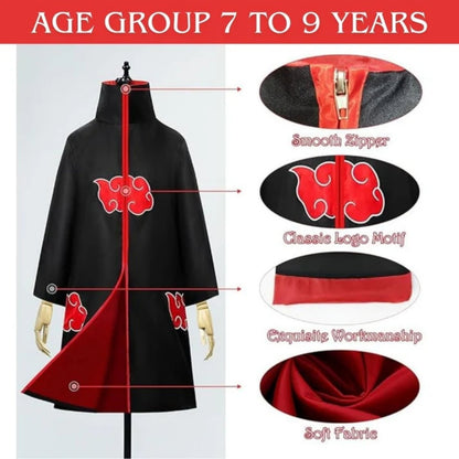 Uchiha Itachi Akatsuki Anime Costume - Large - Set Of 2PC - Age 7 to 9 Years