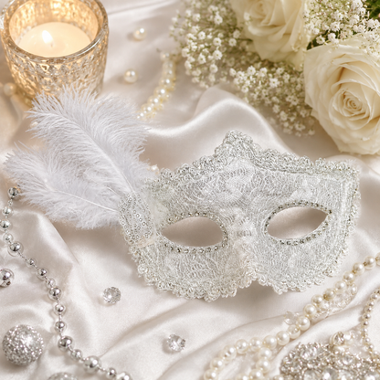 White Glitter Mask-1PC