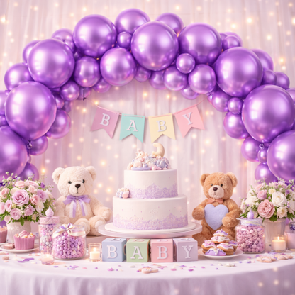 Chrome Purple Latex Balloons Pack of 10 | Metallic Finish Party Balloons | Premium Quality for Birthday, Anniversary & Celebration Decor
