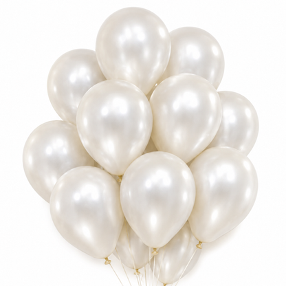 Pearl White Metallic Balloons - 10 inches - Pack of 50