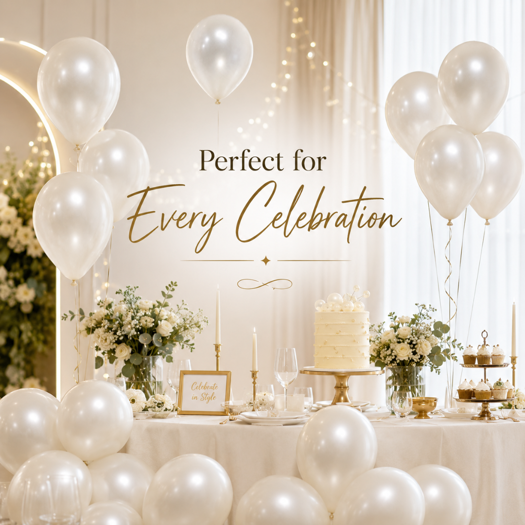 Pearl White Metallic Balloons - 10 inches - Pack of 50