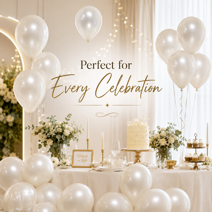 Pearl White Metallic Balloons - 10 inches - Pack of 50