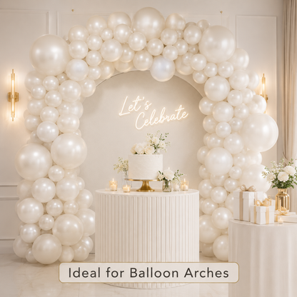 Pearl White Metallic Balloons - 10 inches - Pack of 50